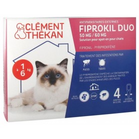 CLÉMENT THÉKAN FIPROKIL DUO 50 MG/60 MG CHAT 4 PIPETTES