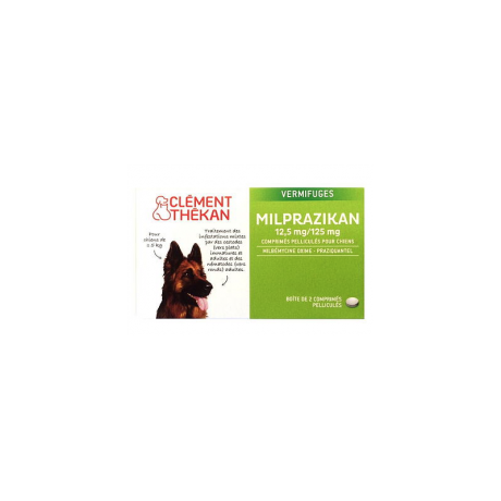 MILPRAZIKAN CLEMENT THEKAN VERMIFUGES CHIEN DE PLUS DE 5 KILOS 2 comprimés MILPRAZIKAN CLEMENT THEKAN VERMIFUGES CHIEN DE PLUS DE 5 KILOS 2 comprimés