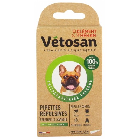 CLÉMENT THÉKAN VÉTOSAN PIPETTES RÉPULSIVES POUR CHIOT ET PETIT CHIEN 2 PIPETTES CLÉMENT THÉKAN VÉTOSAN PIPETTES RÉPULSIVES POUR CHIOT ET PETIT CHIEN 2 PIPETTES