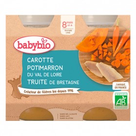 BABYBIO Petit pot carotte potimarron truite Bretagne dès 8 mois - 2x200g