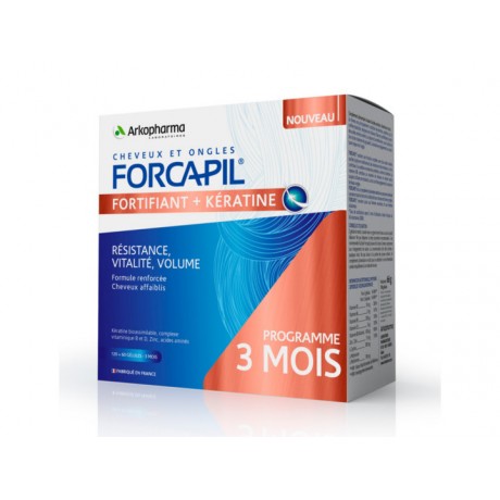 FORCAPIL FORTIFIANT + KERATINE PROGRAMME 3 MOIS 180 gélules FORCAPIL FORTIFIANT + KERATINE PROGRAMME 3 MOIS 180 gélules