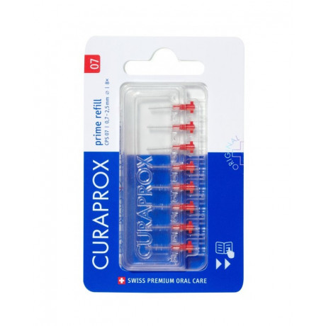 CURAPROX CPS 07 PRIME, RECHARGES X8 (ROUGE)
