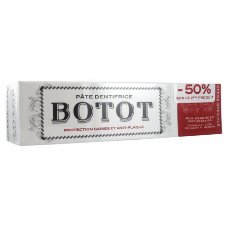 BOTOT PÂTE DENTIFRICE CANNELLE CLOU DE GIROFLE MENTHE LOT DE 2 X 75 ML BOTOT PÂTE DENTIFRICE CANNELLE CLOU DE GIROFLE MENTHE LOT DE 2 X 75 ML
