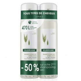 KLORANE - Shampooing Sec au Lait d’Avoine, 2 flacons de 150ml