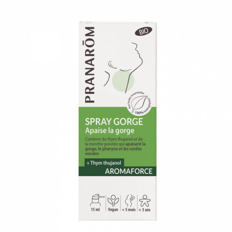 PRANAROM AROMAFORCE SPRAY GORGE BIO 15ML + THYM À THUJANOL