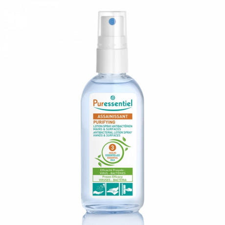 PURESSENTIEL LOTION SPRAY ANTIBACTERIENS MAINS ET SURFACES 80ML