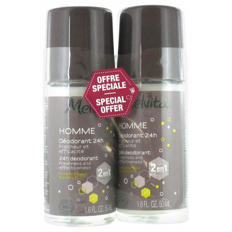 Melvita Homme Déodorant 24H Bio Lot de 2 x 50 ml Melvita Homme Déodorant 24H Bio Lot de 2 x 50 ml