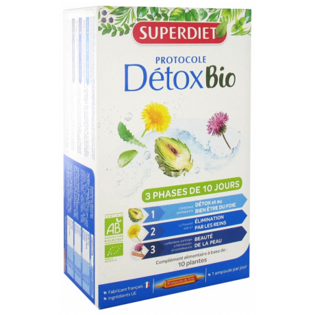 SuperDiet Protocole Détox Bio 30 Ampoules