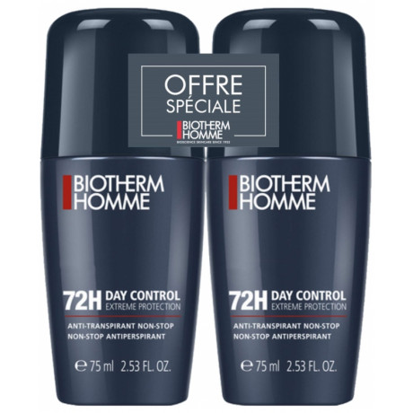 Biotherm Homme Day Control Extreme Protection Anti-Transpirant Non-Stop 72H Roll-On Lot de 2 x 75 ml