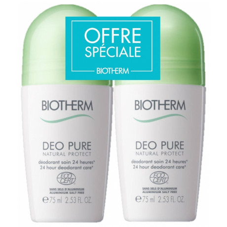 Biotherm Déo Pure Natural Protect Déodorant Soin 24H Roll-On Lot de 2 x 75 ml Biotherm Déo Pure Natural Protect Déodorant Soin 24H Roll-On Lot de 2 x 75 ml