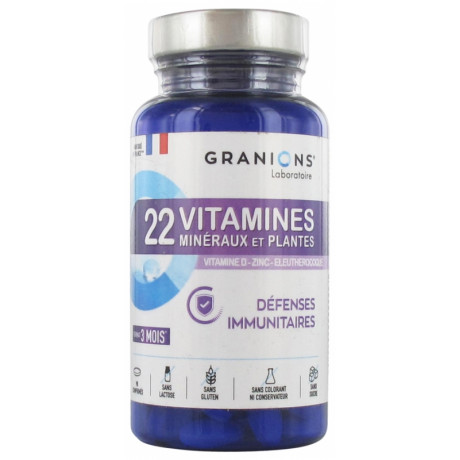 Granions 22 Vitamines Minéraux et Plantes 90 Comprimés Granions 22 Vitamines Minéraux et Plantes 90 Comprimés