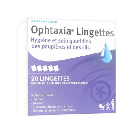 Bausch + Lomb Ophtaxia 20 Lingettes Bausch + Lomb Ophtaxia 20 Lingettes