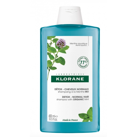 Klorane shampooing detox menthe aquatique bio 400ml Klorane shampooing detox menthe aquatique bio 400ml