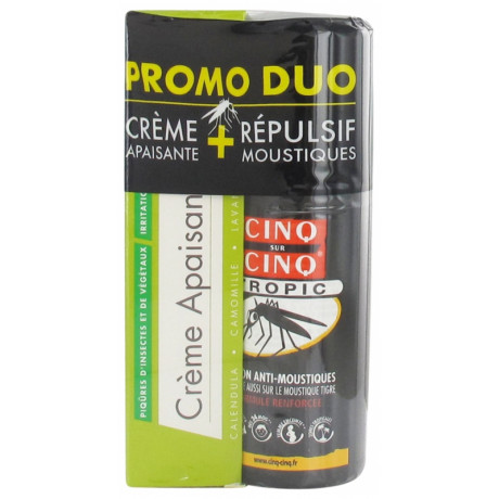 Cinq sur Cinq Duo Crème Apaisante 3en1 40 g + Tropic Lotion Anti-Moustiques 75 ml Cinq sur Cinq Duo Crème Apaisante 3en1 40 g + Tropic Lotion Anti-Moustiques 75 ml
