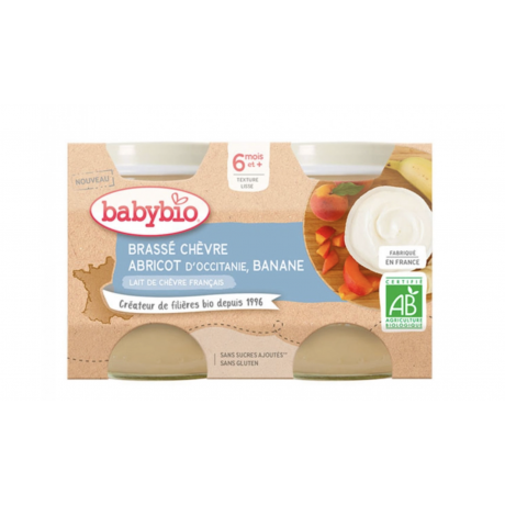 BABYBIO POTS LACTÉS AU LAIT DE CHEVRE FRANCAIS BIO 2X130G DESSERTS LACTÉS 6 MOIS ET PLUS - ABRICOT BANANE BABYBIO POTS LACTÉS AU LAIT DE CHEVRE FRANCAIS BIO 2X130G DESSERTS LACTÉS 6 MOIS ET PLUS - ABRICOT BANANE