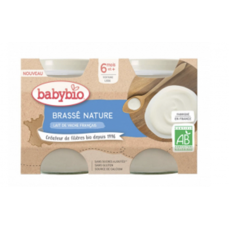 BABYBIO POTS LACTÉS AU LAIT DE VACHE FRANCAIS BIO 2X130G 6 MOIS ET PLUS - NATURE