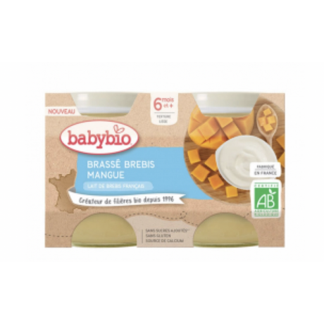 BABYBIOPOTS LACTÉS AU LAIT DE BREBIS FRANCAIS BIO 2X130G DESSERTS LACTÉS 6 MOIS ET PLUS - MANGUE