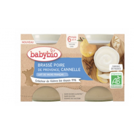 BABYBIO POTS LACTÉS AU LAIT DE VACHE FRANCAIS BIO 2X130G 6 MOIS ET PLUS - POIRE CANNELLE BABYBIO POTS LACTÉS AU LAIT DE VACHE FRANCAIS BIO 2X130G 6 MOIS ET PLUS - POIRE CANNELLE