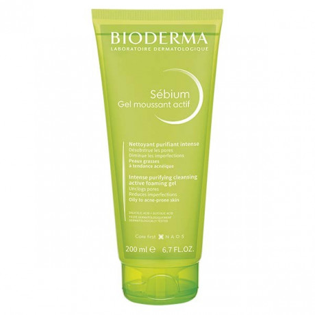 Bioderma Sébium Gel Moussant Actif Nettoyant Purifiant Peaux Grasses 200ml