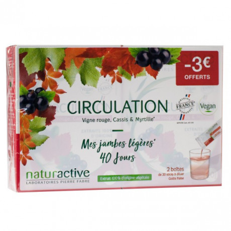 Naturactive Circulation Goût Fraise Lot de 2 x 20 sticks Naturactive Circulation Goût Fraise Lot de 2 x 20 sticks