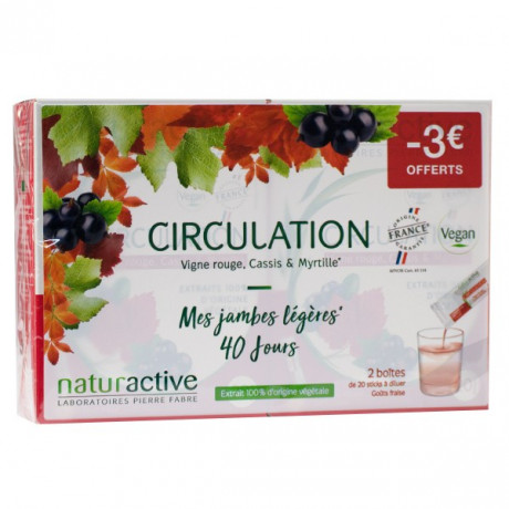 Naturactive Circulation Goût Fraise Lot de 2 x 20 sticks