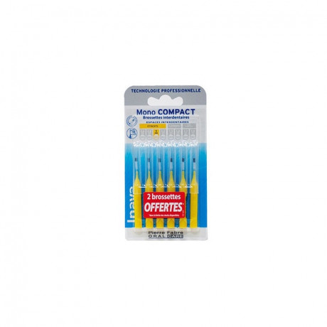 Inava Mono Compact Brossettes Interdentaires Jaunes 4 + 2 offertes Inava Mono Compact Brossettes Interdentaires Jaunes 4 + 2 offertes