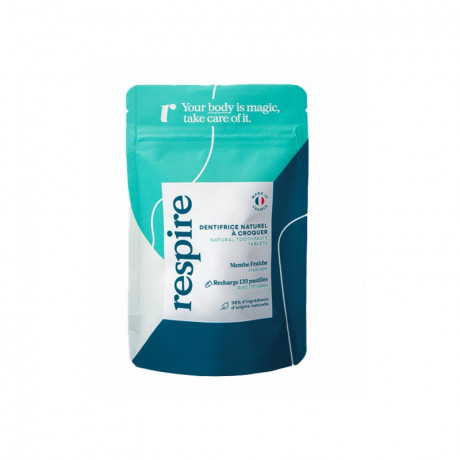 Respire Dentifrice solide naturel Menthe Fraîche 120 pastilles Respire Dentifrice solide naturel Menthe Fraîche 120 pastilles