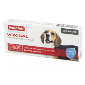 Beaphar Voxical Chien de Moins de 20kg Bte/2 - Vermifuge Vers Ronds, Vers Plats