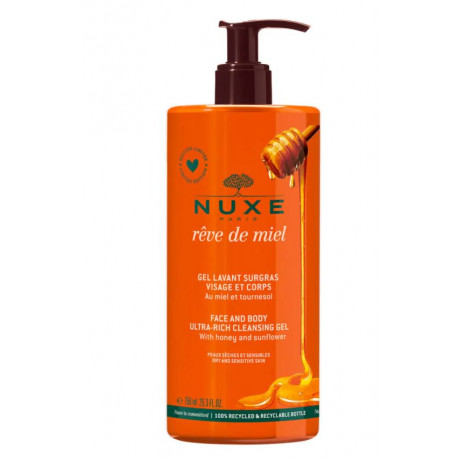 Nuxe Gel Lavant Surgras visage et corps Rêve de Miel 750 ml Nuxe Gel Lavant Surgras visage et corps Rêve de Miel 750 ml