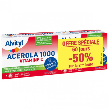 Alvityl Acerola 1000 Lot de 2 x 30 comprimés à croquer