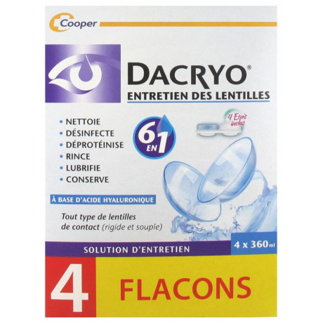 Dacryo Entretien des Lentilles Lot de 4 x 360 ml Dacryo Entretien des Lentilles Lot de 4 x 360 ml