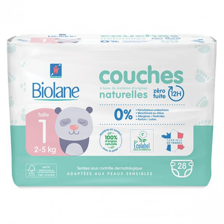 Biolane Couches Naturelles - Taille 1 - 2-5 kg - 28 couches -  Paraphamadirect