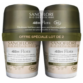 Sanoflore Nuage de Fraicheur Déodorant Efficacité 24H Roll-On Bio Lot de 2 x 50 ml