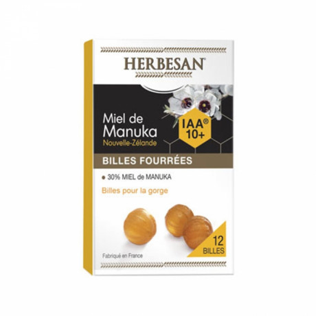 Herbesan Miel de Manuka IAA10+ Billes Fourrées 54g Herbesan Miel de Manuka IAA10+ Billes Fourrées 54g