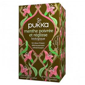 Pukka Tisane Ayurvédique Menthe Poivrée et Menthe Bio 20 sachets