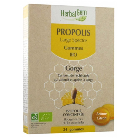 HerbalGem Bio Propolis Large Spectre 24 Gommes HerbalGem Bio Propolis Large Spectre 24 Gommes