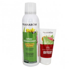 Pranarom Aromaforce Spray Assainissant Ravintsara Orange Douce Bio 150ml + Gel-Hydro Alcoolique 50ml Offert