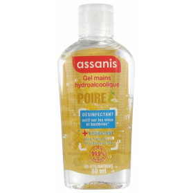 Assanis Pocket Gel Hydroalcoolique Sans Rinçage pour les Mains 80 ml - Senteur : Poire