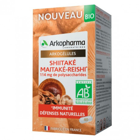 Arkopharma Arkogélules Shitaké Maitaké Reishi Bio 40 gélules