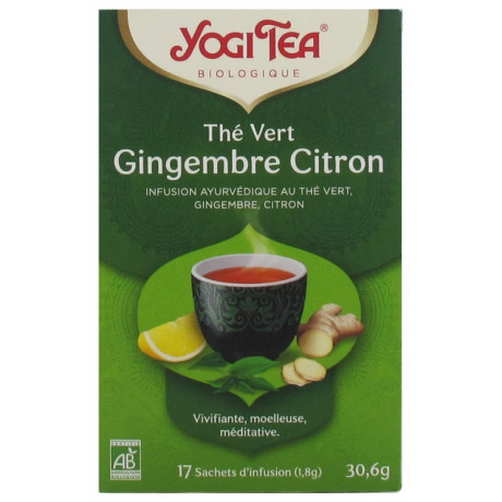 Yogi Tea Thé Vert Gingembre Citron Bio 17 Sachets Yogi Tea Thé Vert Gingembre Citron Bio 17 Sachets