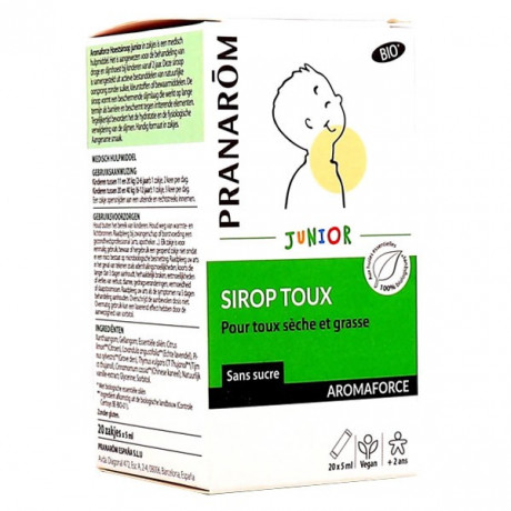 Pranarom Aromaforce Junior Sirop Toux Sèche et Grasse MonoDoses 20 Unités