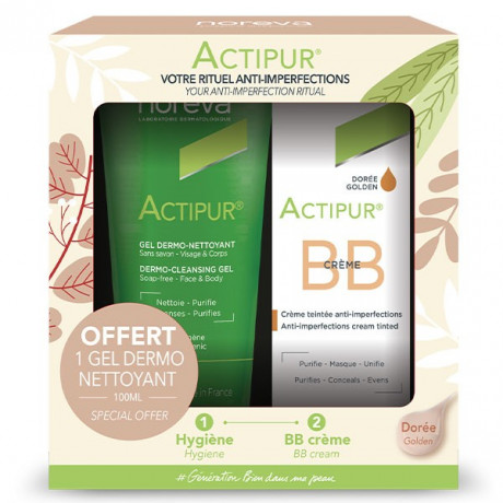 Noreva Actipur Coffret BB Crème Dorée 30ml + Gel Dermo-Nettoyant 100ml Offert