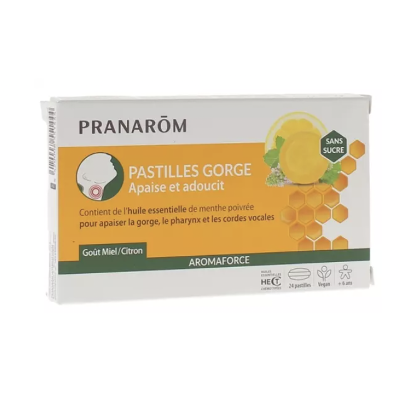 Pranarom Aromaforce Pastille gorge goût miel-citron boîte de 24 pastilles