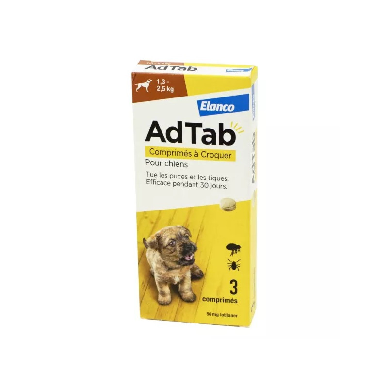 AdTab Chien comprimé anti puces et tiques - Antiparasitaire