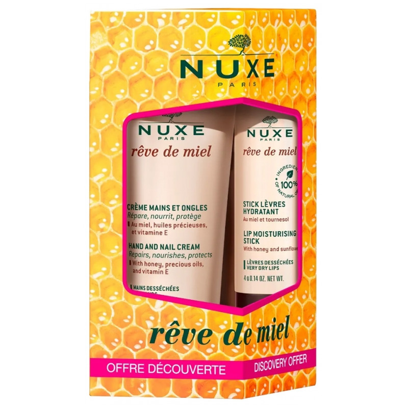 Nuxe Rêve de Miel Crème Mains et Ongles 30 ml + Stick Lèvres Hydratant 4 g