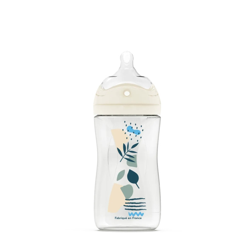 DODIE Biberon Anti-Colique Débit 2 - Motif Bleu - 3 Mois et Plus, 270ml