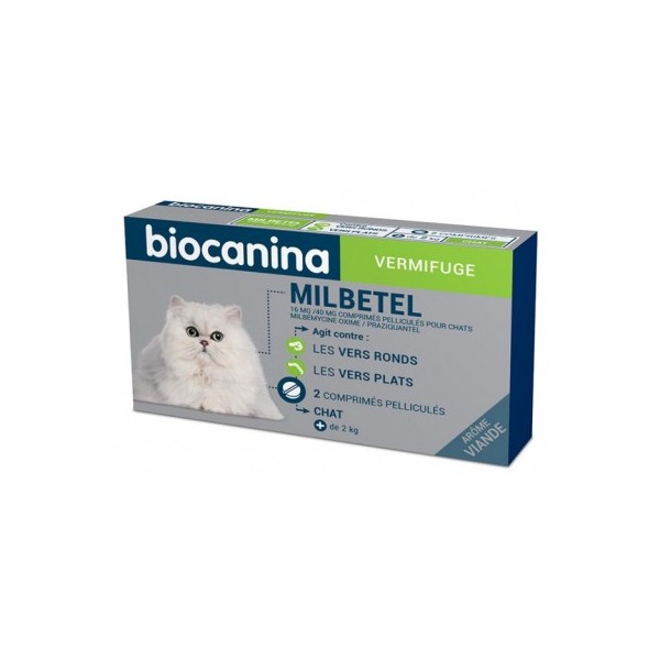 Biocanina Milbetel Vermifuge Pour Chats 2 Comprimes Biocanina Milbetel Vermifuge Pour Chats 2 Comprimes