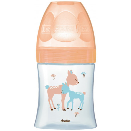 Dodie Biberon Sensation+ 150ml Tétine Débit 1, 0-6 mois, Bleu